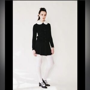 L’ecole Des Femmes Black Crèpe Pleated Skirt